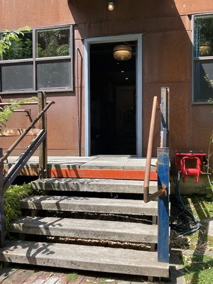 Steps to the downstairs courtyard at Redwing Cafe in Seattle