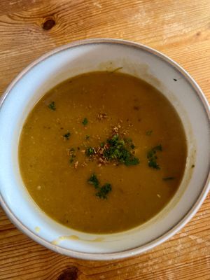 Root vegetable soup at Berlingeri Cocina Artesanal in San Juan