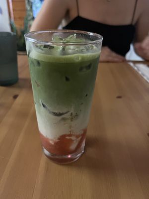 Strawberry matcha latte   at Berlingeri Cocina Artesanal in San Juan