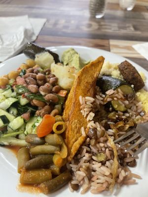 Lots to choose from. Whoops filled up my plate 😅  at Dimassi's Mediterranean Buffet in The Woodlands