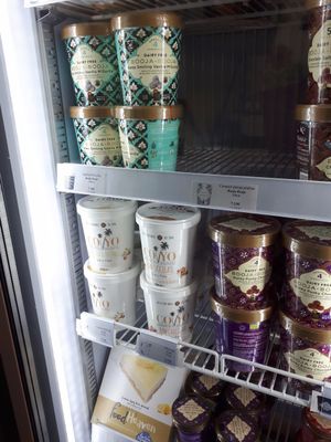 freezer- ice cream and frozen lemon cheezecake! at Vegetal et Vous (Vivanie Lille) in Lille