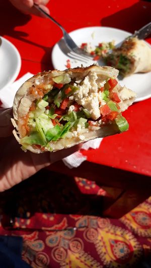 Pizza calzone at Vegan and Raw in Varanasi