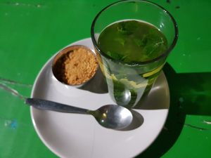 green tea at Vegan and Raw in Varanasi