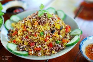 riz complet sauté: cơm lứt rang: sauté brown rice : delicious !  at Sen Thien Quan in Nha Trang