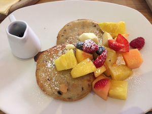 Vegan Pancake 
you can choose the topping at Casamadie in Cesena