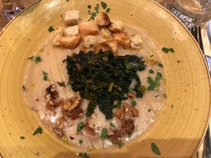 Vegan Potatoes and cannellini bean soup  at Casamadie in Cesena