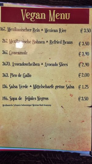 Vegane Speisekarte 28.07.2023 at Hacienda Mexican Restaurant in Kaiserslautern