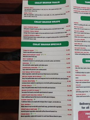 Menu 5 of 6 at Chaat Bhavan in Sunnyvale