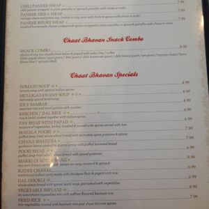 menu 4 at Chaat Bhavan in Sunnyvale