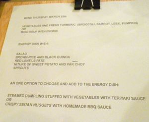 The daily changing menu at Integral Figueres in Figueres