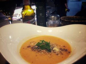 Super duper pumpkin soup. at Integral Figueres in Figueres