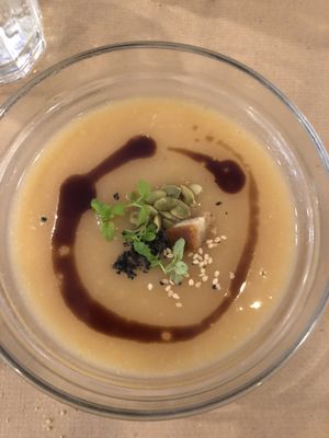 Cabbage Cream Carrot Fennel Soup at Integral Figueres in Figueres