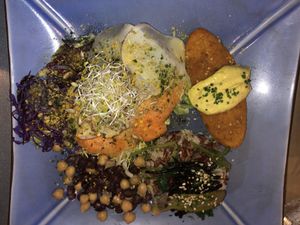 Quorn Steak with energy dish  at Integral Figueres in Figueres