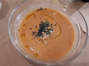 Gazpacho type soup with squash at Integral Figueres in Figueres