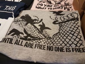 T shirt for sale at Vegan Summerfest 2019 Ghent, BE at Goveg Vegan Shop in Liege