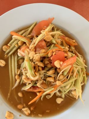 Papaya salad at Vegetarian Food - Maenamkwai Rd in Kanchanaburi