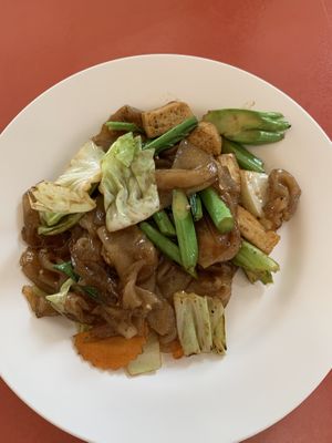 Flat Noodles with Tofu. Excellent  at Vegetarian Food - Maenamkwai Rd in Kanchanaburi