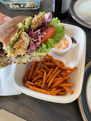 Tempeh burger at Happy M Kitchen in Gothenburg