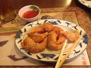 breaded vegan shrimps!! at Chay Viet in Dresden