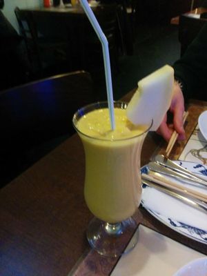 Vegan mango lassi at Chay Viet in Dresden