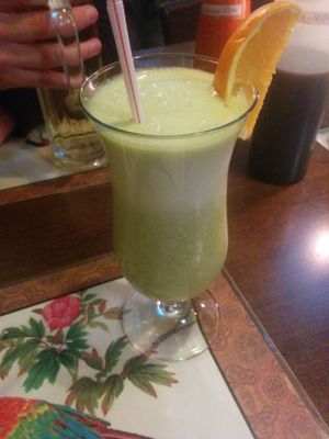 Peppermint and orange vegan shake at Chay Viet in Dresden