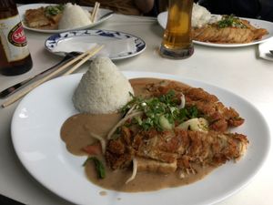 Vegan duck in peanut sauce   at Chay Viet in Dresden