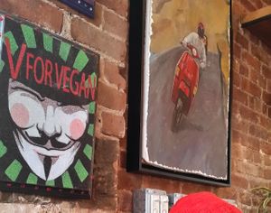 V for Vegan is one of the vegan pies available.  at Two Boots Pizza in Brooklyn