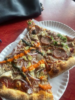   at Two Boots Pizza in Brooklyn