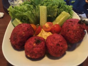 beetroot falafel  at GYVAS baras in Vilnius