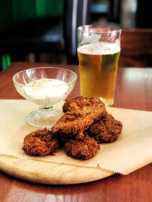 Fried soy fillet nuggets. sooo good at GYVAS baras in Vilnius