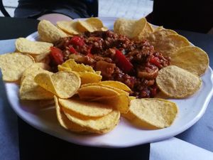 Aubergine nachos at GYVAS baras in Vilnius