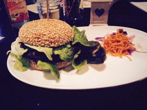 vegan burger! at Roots in Dresden