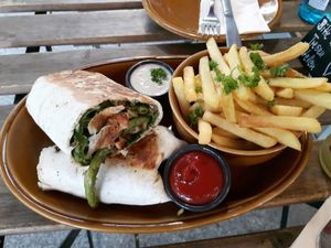 vegan wrap and some fries at Roots in Dresden