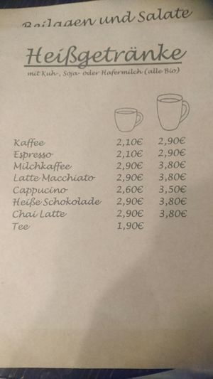Heißgetränke  at Roots in Dresden