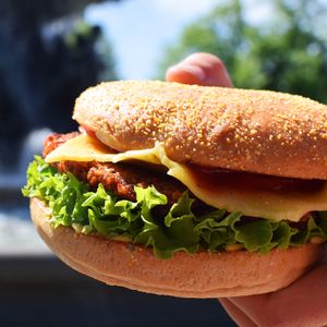 Vegan cheeseburger at Roots in Dresden