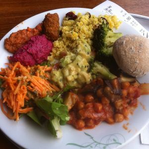 All vegan self service dish at Tibits - Bahnhof in Bern
