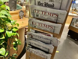 newspapers (!) at Tibits - Bahnhof in Bern