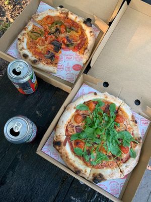Two pizzas and drinks. Ate in the local park as it’s out of the centre  at Luigi's Pizzeria in Dundee