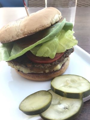 Pineapple teriyaki burger (1 patty-thin) at Vegetable in Studio City
