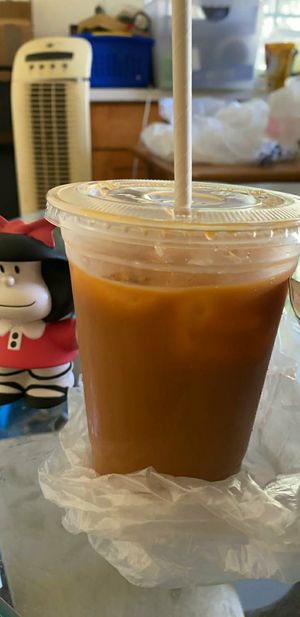 Thai iced tea at The Vegan Joint - DTLA in Los Angeles