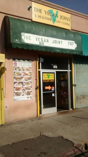 Street view on 10th at The Vegan Joint - DTLA in Los Angeles
