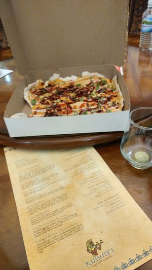 Jerk Pizza at Kushite's Vegetable Cuisine in Kingston