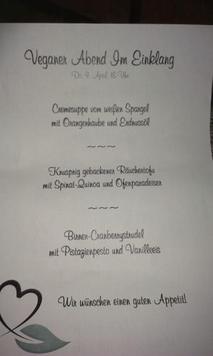The 3-course menu at Im Einklang Landgasthaus in St Leonhard Am Forst