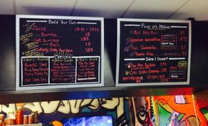 In store menu at Far East Taco Grille in Washington