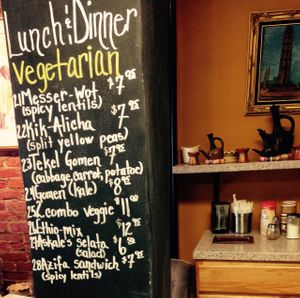 Traditional food menu at Askale Cafe in Washington