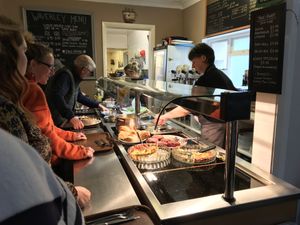 Some preps are served, but the salad you serve yourself. at Waverley Vegetarian Restaurant in Carmarthen