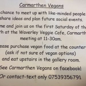 vegan group at Waverley Vegetarian Restaurant in Carmarthen