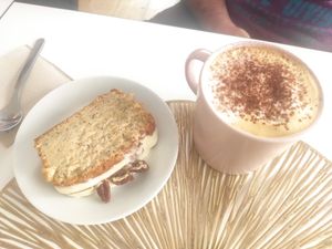 Lemon pie & capuccino at Les Demoiselles de Montpellier in Montpellier