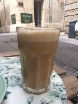 Latte coffee with almond milk and vanilla flavor  at Les Demoiselles de Montpellier in Montpellier