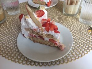 Fraisier (strawberry cream cake ) at Les Demoiselles de Montpellier in Montpellier